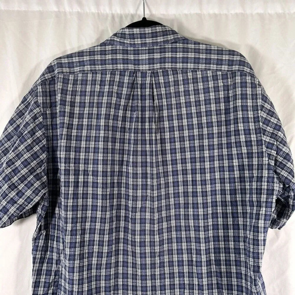 Ralph Lauren Shirt Men's Medium Blue Plaid Button Up Blair Short Sleeve Cotton - Picture 7 of 8